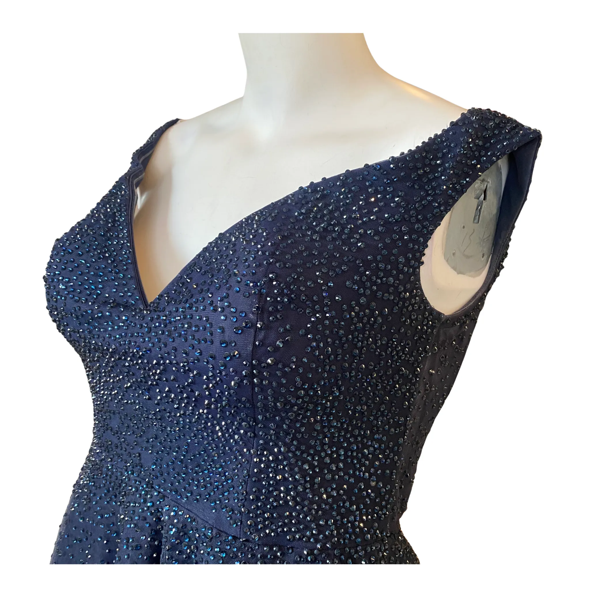 LA FEMME Long Off The Shoulder Gown Navy Size 14