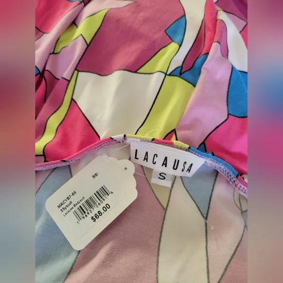 Lacausa Colorful Geometric Halter Dress