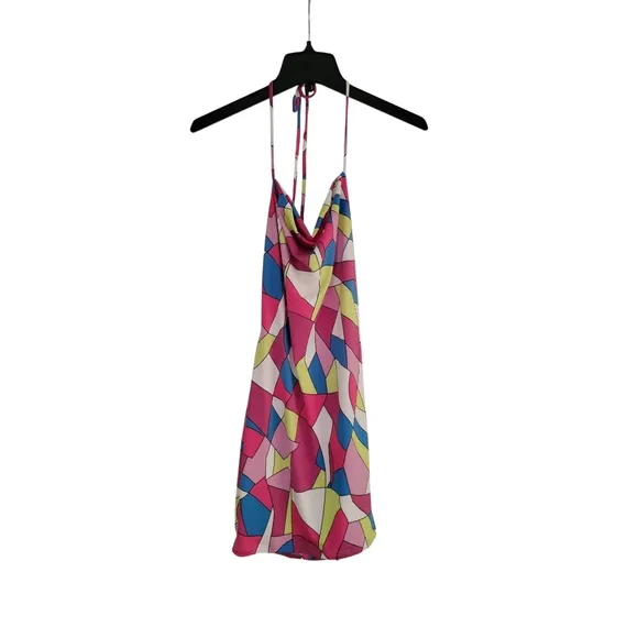 Lacausa Colorful Geometric Halter Dress