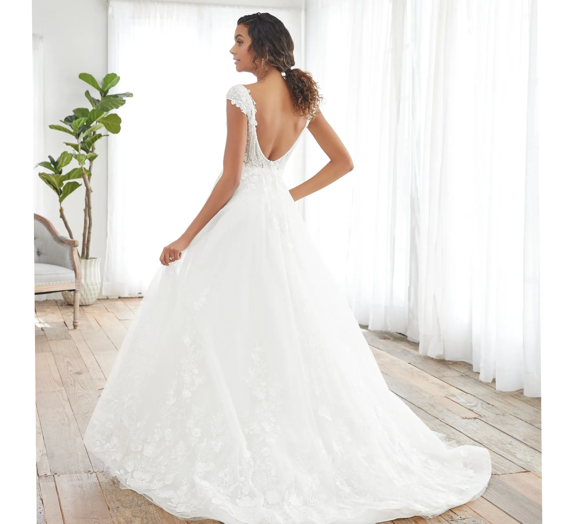 Lace A-Line Gown In Ivory Nude