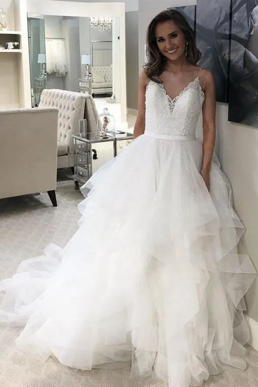 Lace Corset Wedding Dress with Layered Horsehair Skirt
