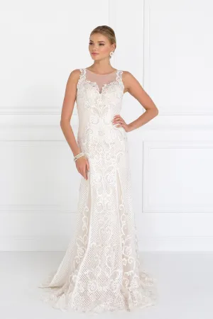 Lace Illusion Sweetheart Mermaid Long Dress with Sheer Back
