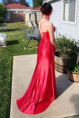 Lace-Up Burgundy Cowl Neck Ruched Long Party Dress