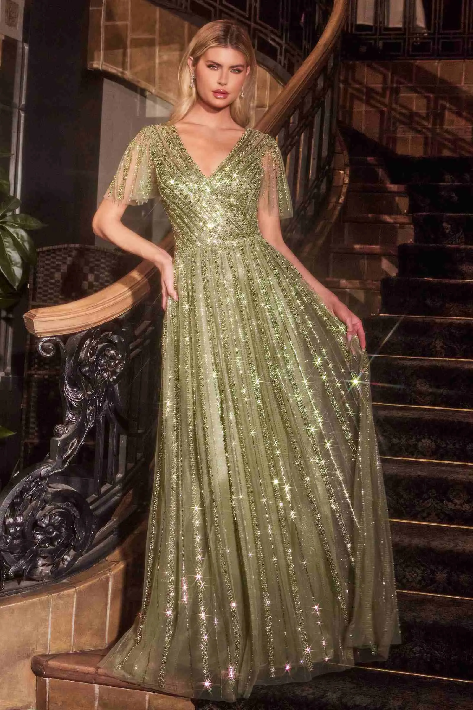Ladivine CD0241 Dress Sequin Embellished A-Line Gown