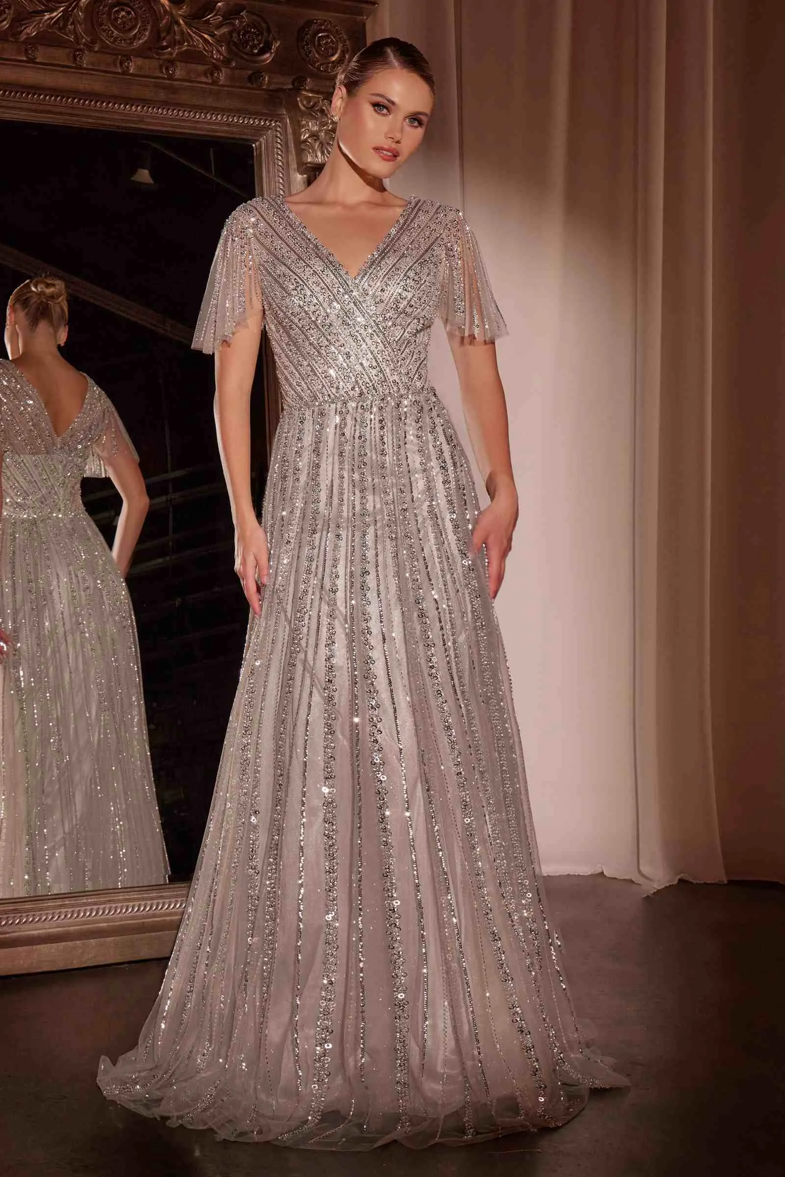 Ladivine CD0241 Dress Sequin Embellished A-Line Gown