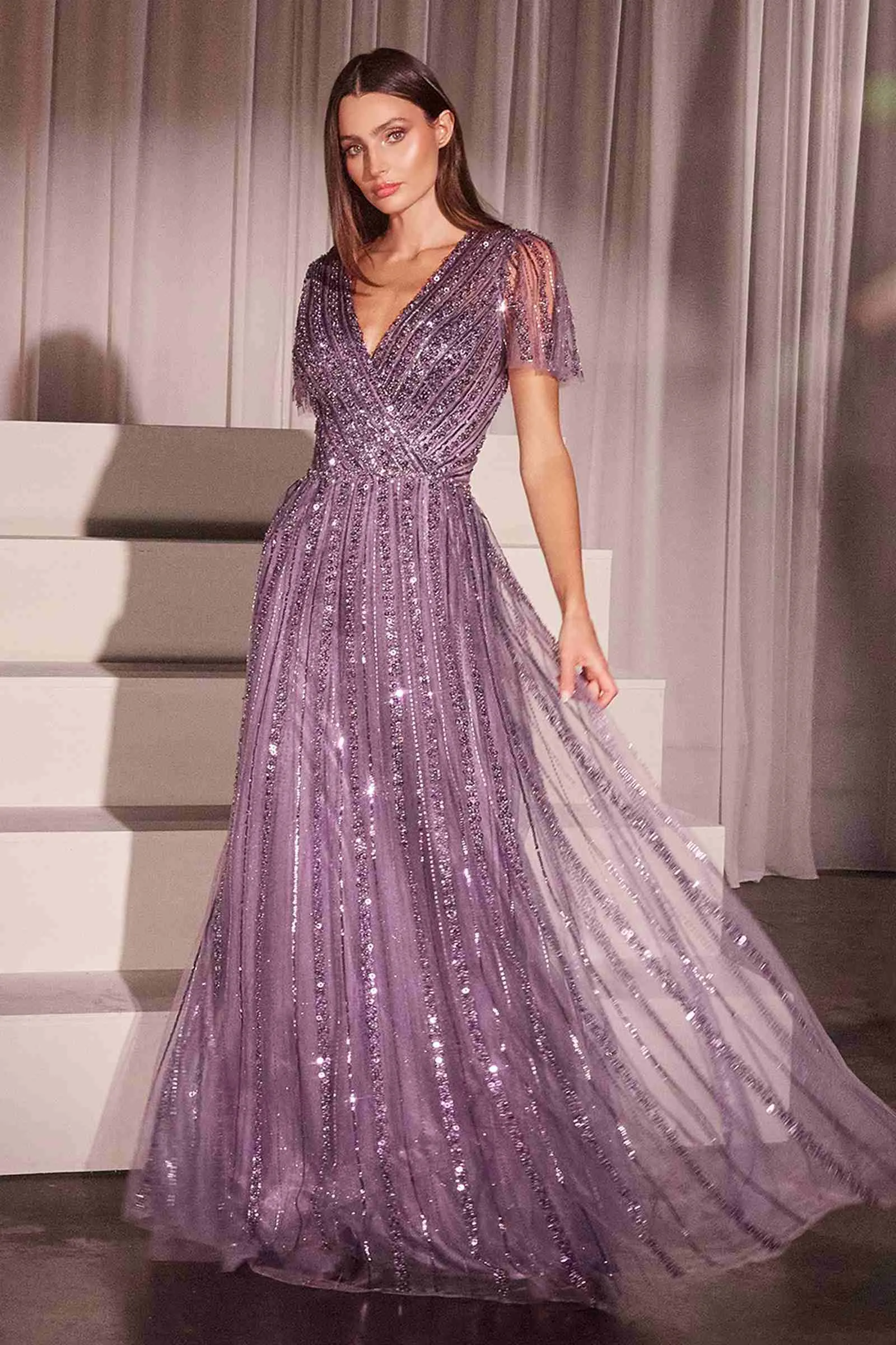 Ladivine CD0241 Dress Sequin Embellished A-Line Gown