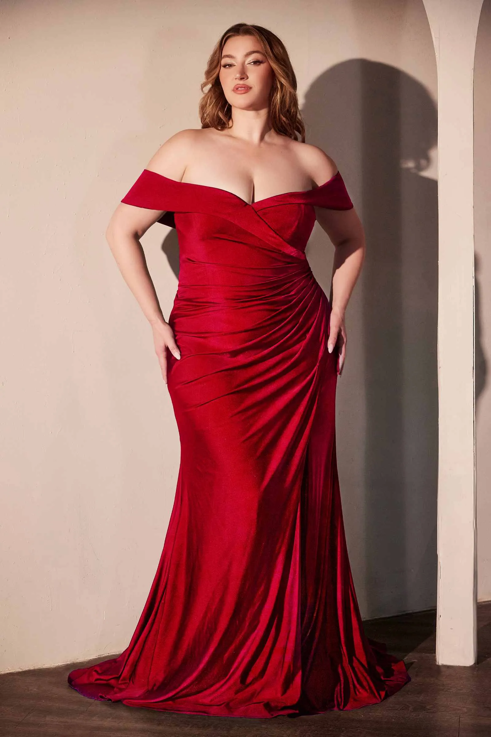 Ladivine CD790C Dress Off the Shoulder Stretch Spandex Curve Gown