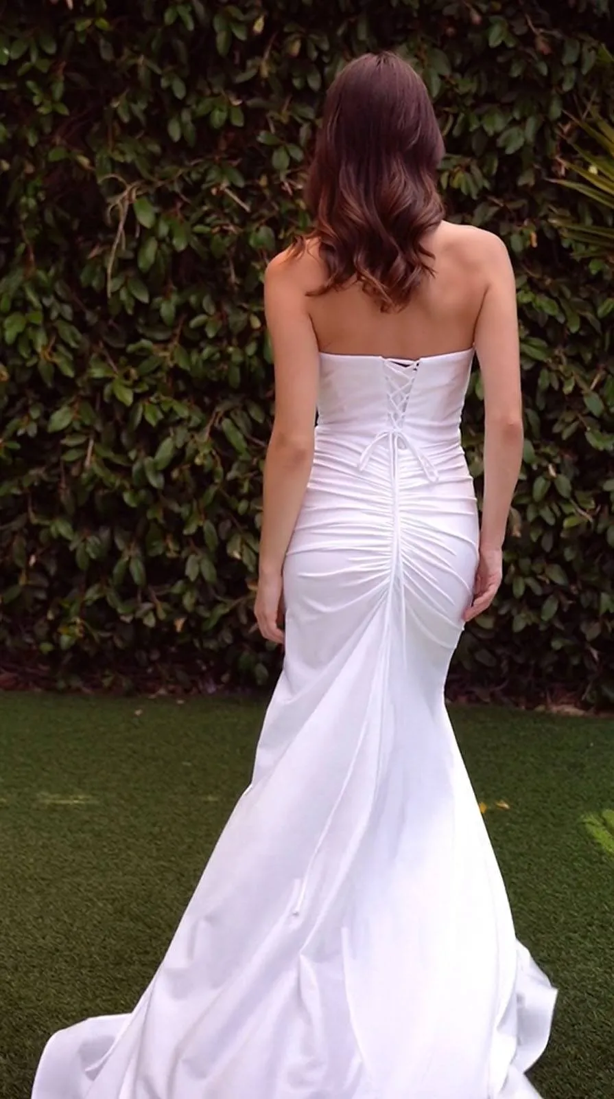 Ladivine CD791W Wedding Dress Strapless Stretch Satin Bridal Gown