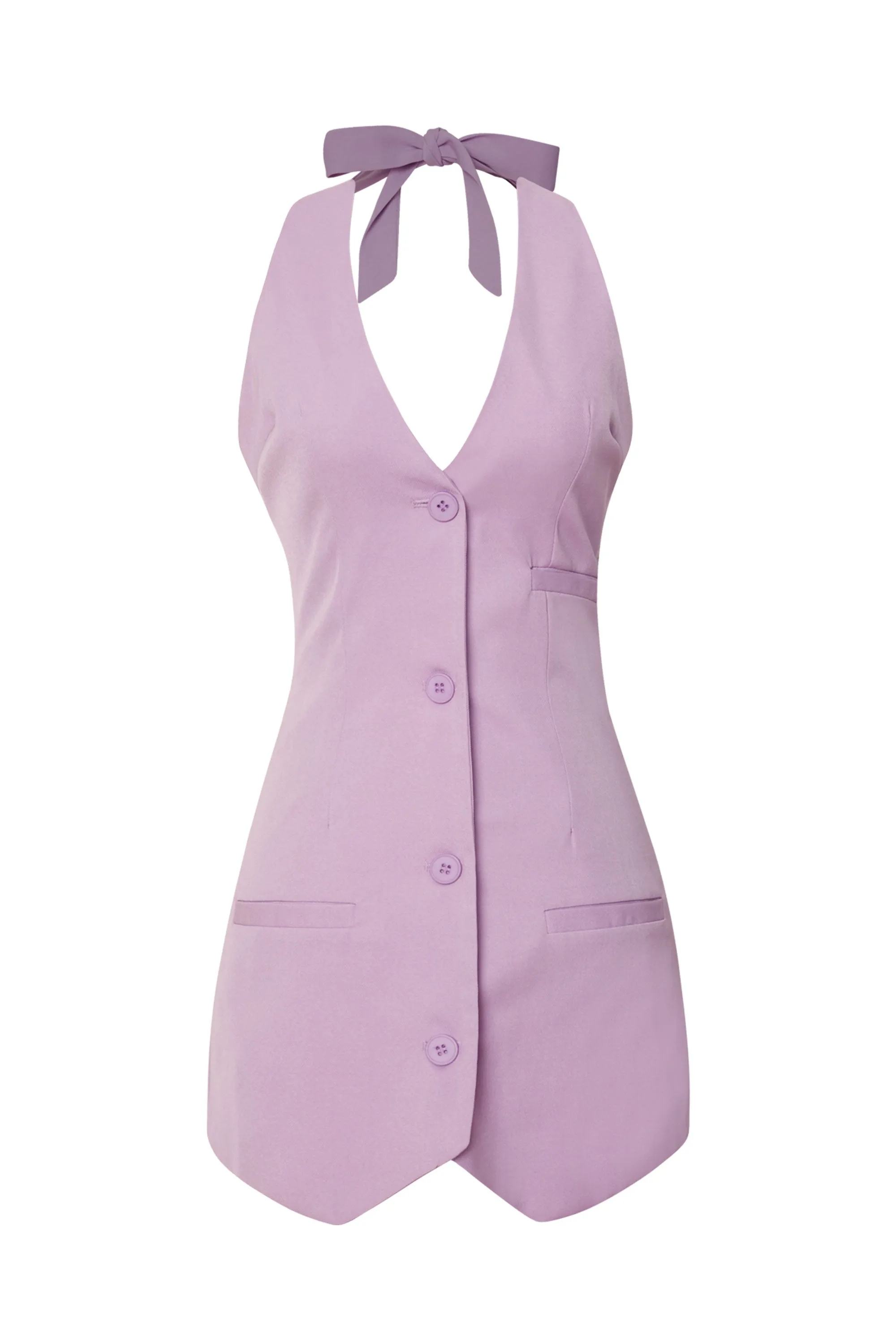Ladylike Lavender Halter Vest Dress