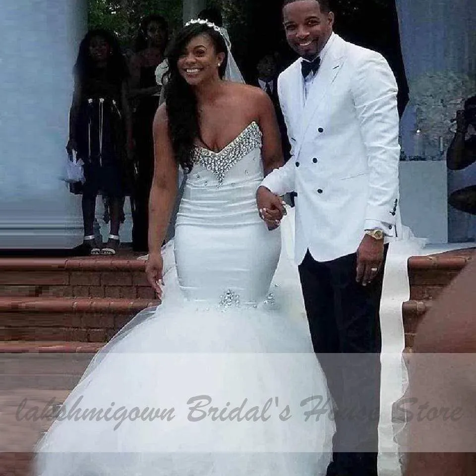 Lakshmigown African Long Train Mermaid Wedding Gowns