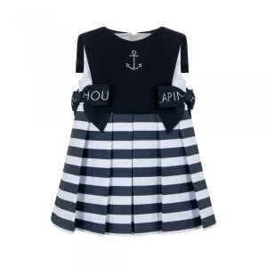 LAPIN HOUSE - Pleated Stripe Sailor Dress - Navy