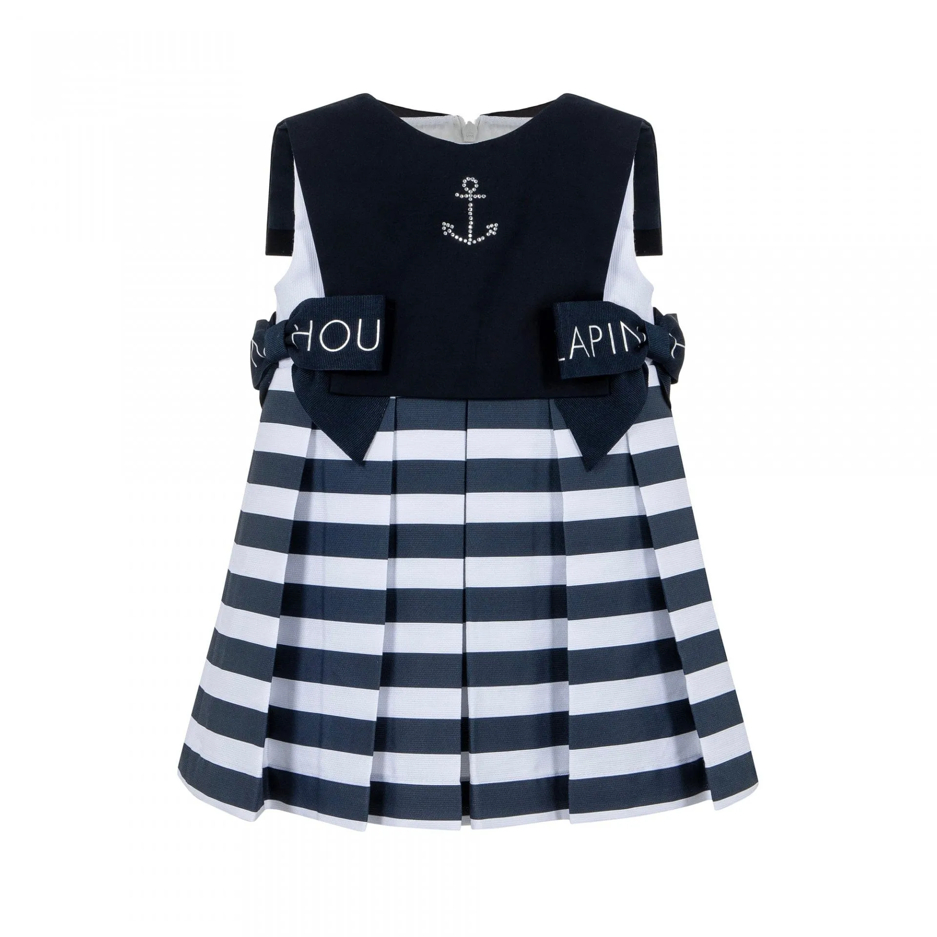 LAPIN HOUSE - Pleated Stripe Sailor Dress - Navy