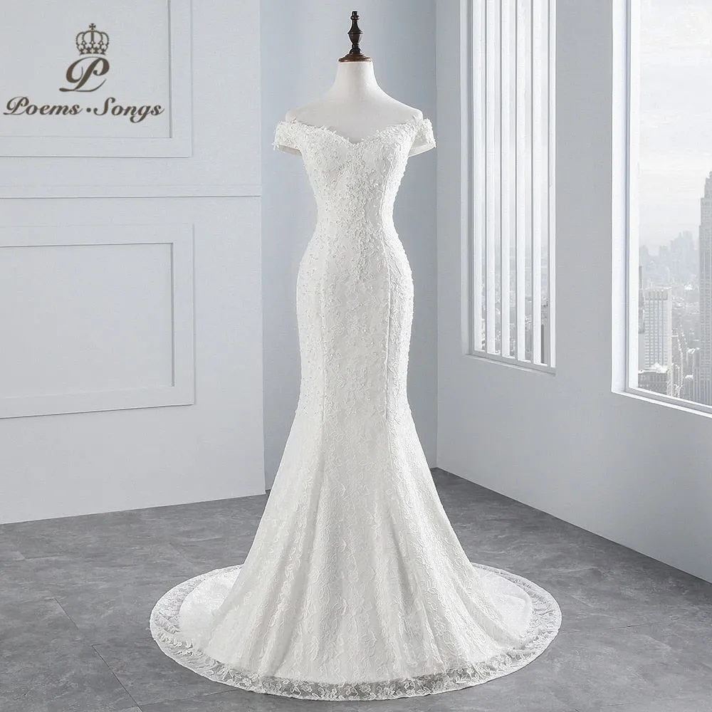 Laurel Spencer Boat Neck Luxury Lace Mermaid Wedding Dress