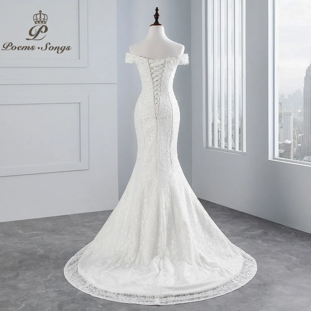 Laurel Spencer Boat Neck Luxury Lace Mermaid Wedding Dress