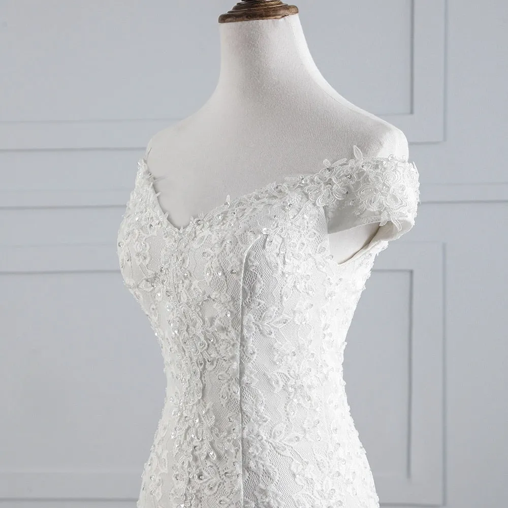 Laurel Spencer Boat Neck Luxury Lace Mermaid Wedding Dress