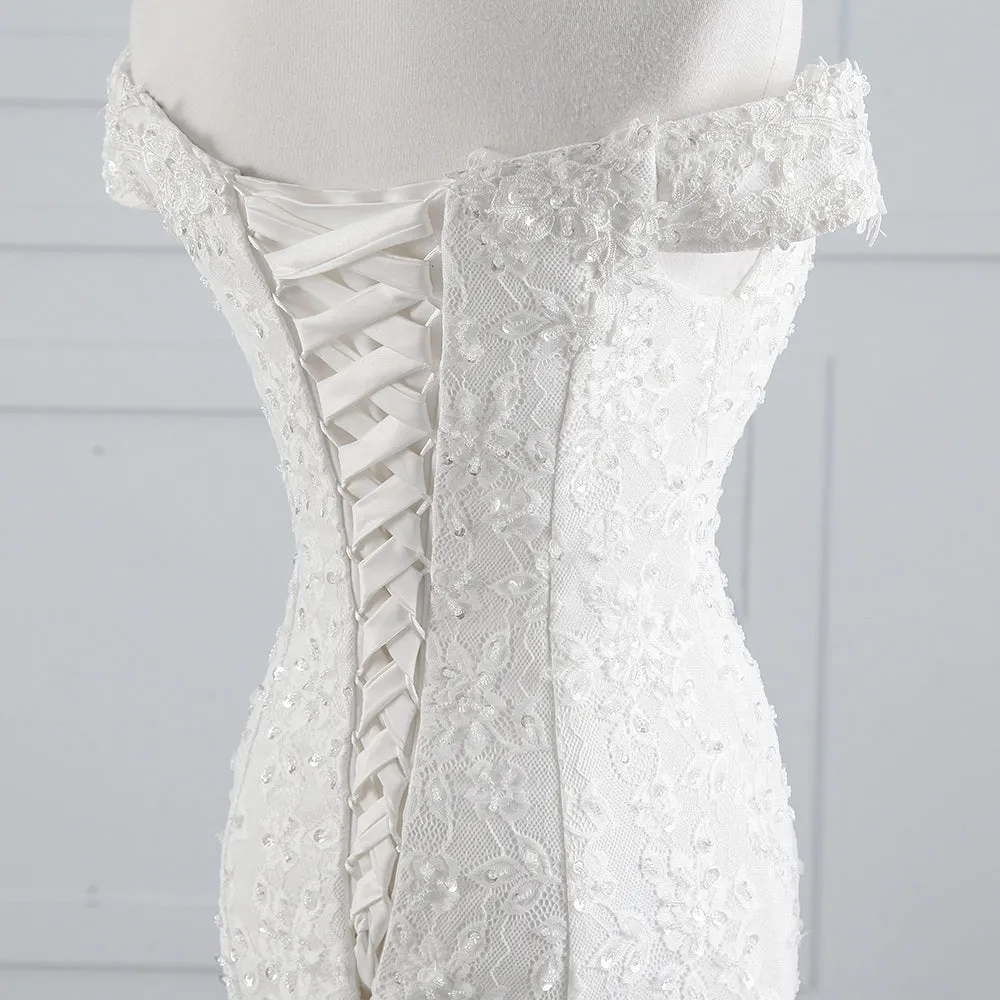 Laurel Spencer Boat Neck Luxury Lace Mermaid Wedding Dress