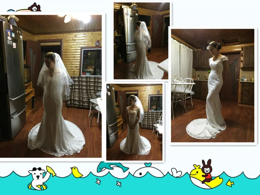 Laurel Spencer Boat Neck Luxury Lace Mermaid Wedding Dress