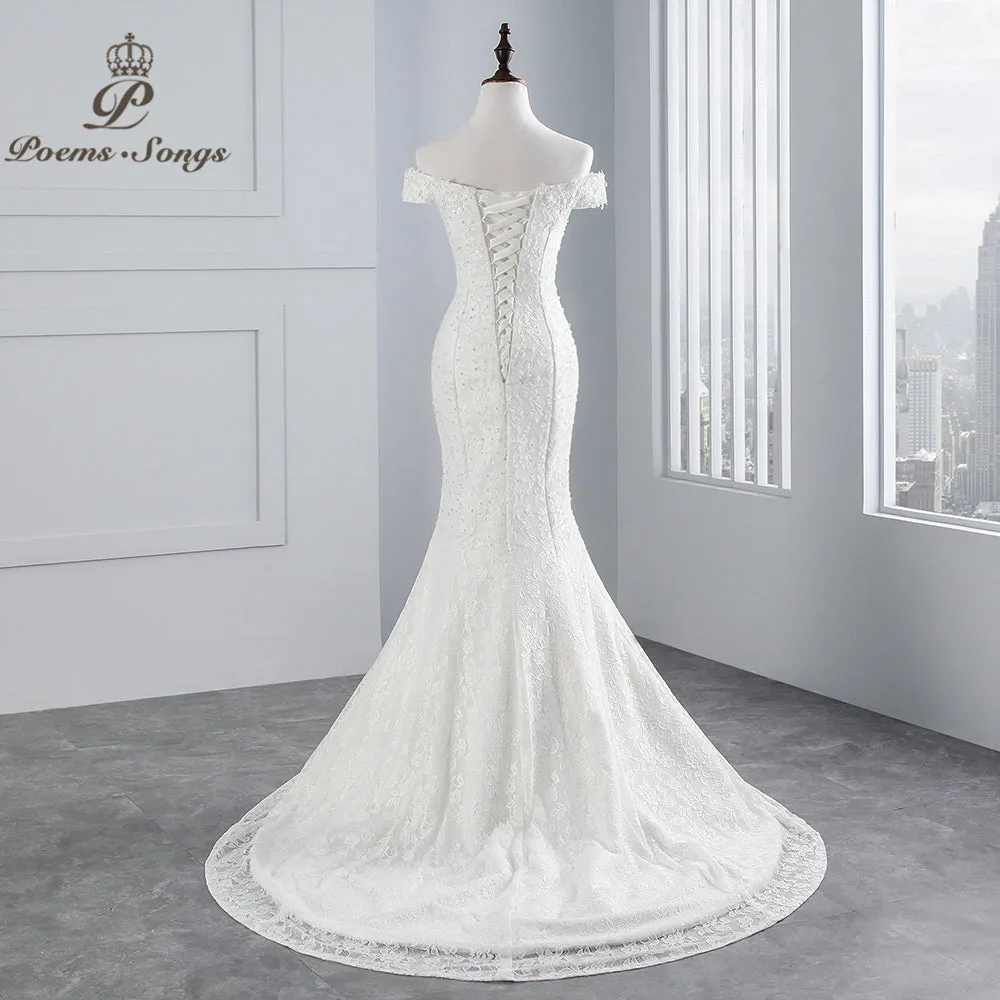 Laurel Spencer Boat Neck Luxury Lace Mermaid Wedding Dress