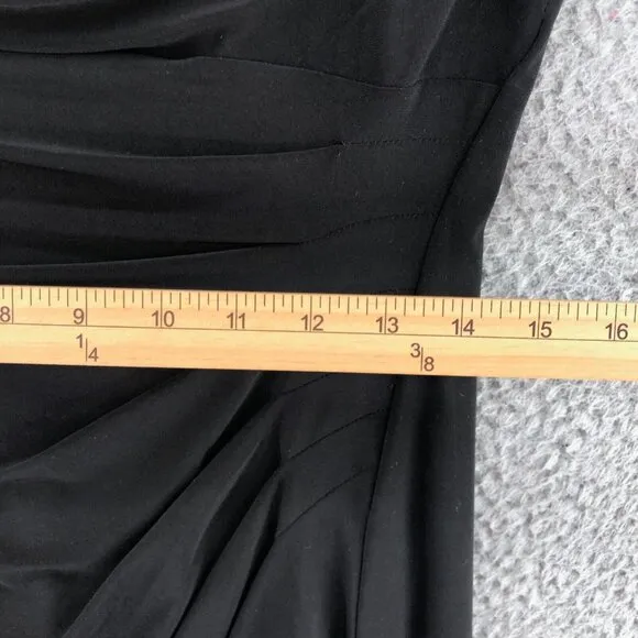Lauren Ralph Lauren Dress Womens 10 Black Draped Neck Sunburst Pleated No Iron