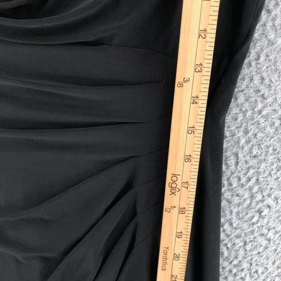 Lauren Ralph Lauren Dress Womens 10 Black Draped Neck Sunburst Pleated No Iron