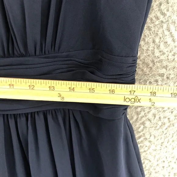 Lauren Ralph Lauren Dress Womens 16 Navy Evening Knee Fit &amp; Flare Pleated Formal
