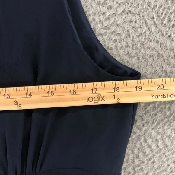 Lauren Ralph Lauren Dress Womens 16 Navy Evening Knee Fit &amp; Flare Pleated Formal
