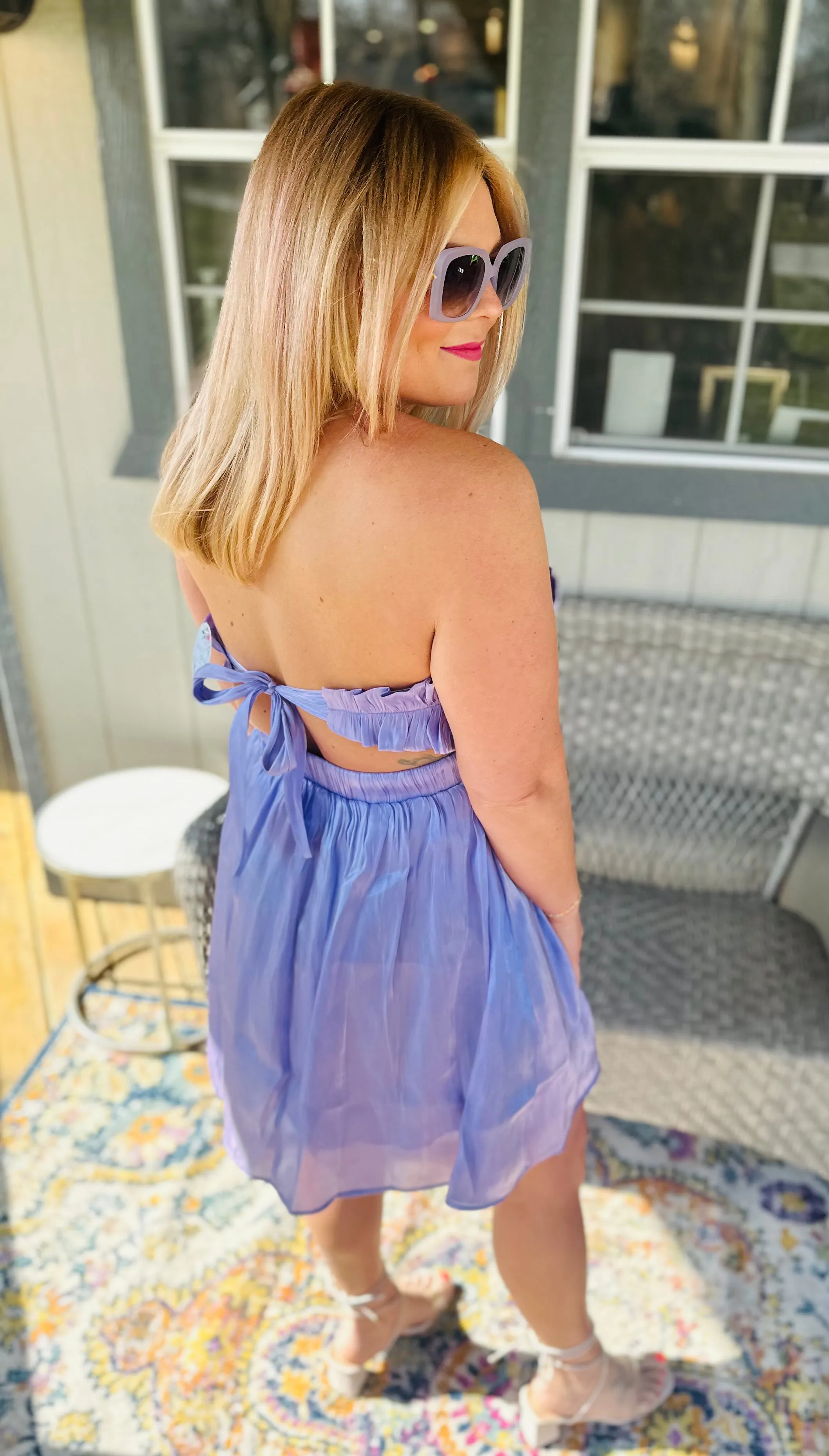 Lavender Shimmer Mini Dress