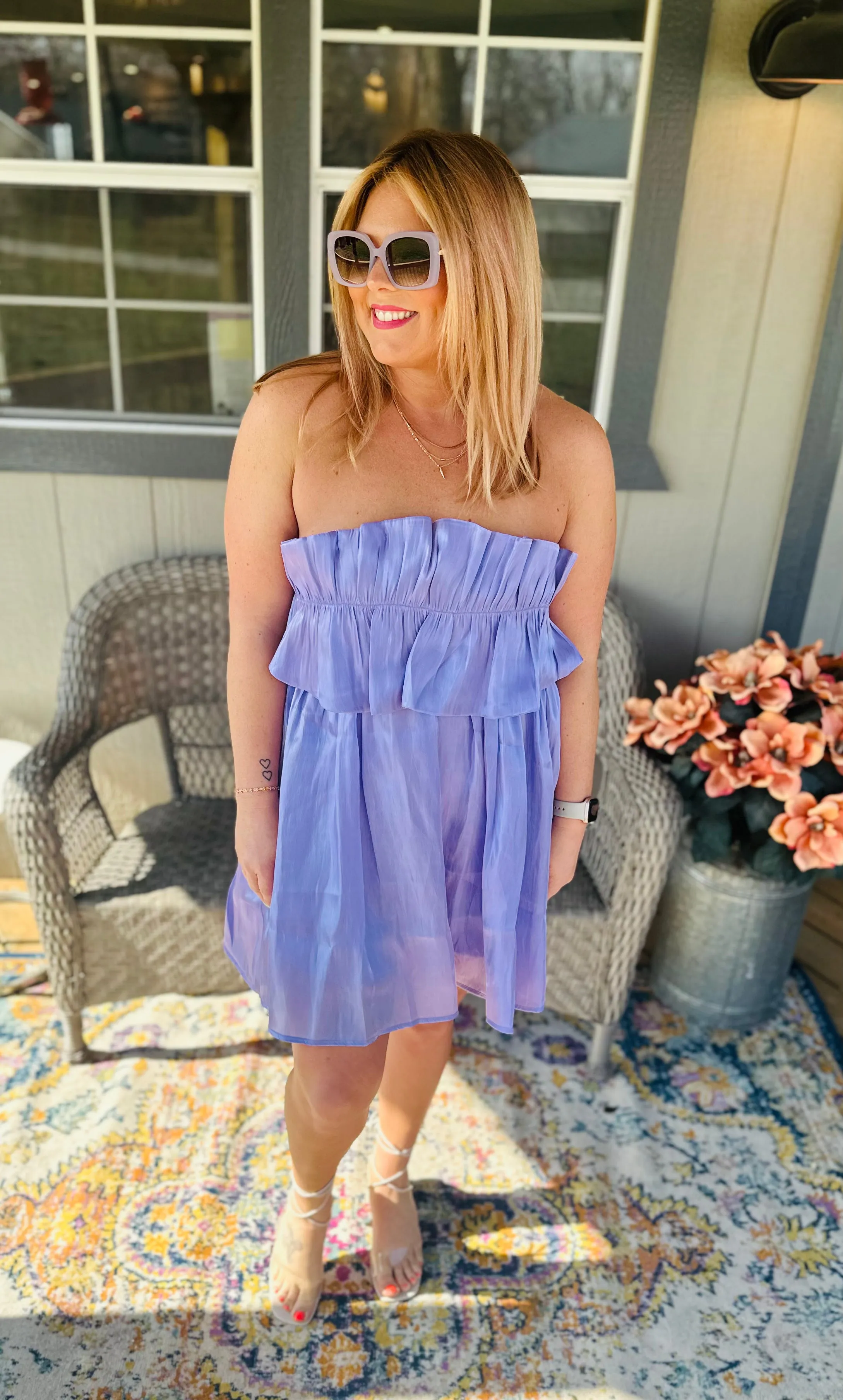 Lavender Shimmer Mini Dress