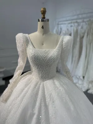 LB23 PUFFY LONG SLEEVES BALLGOWN WITH SQUARE NECK