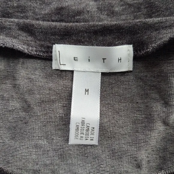 Leith Bodycon Ruched Side Charcoal Gray Dress Long Sleeves Size M