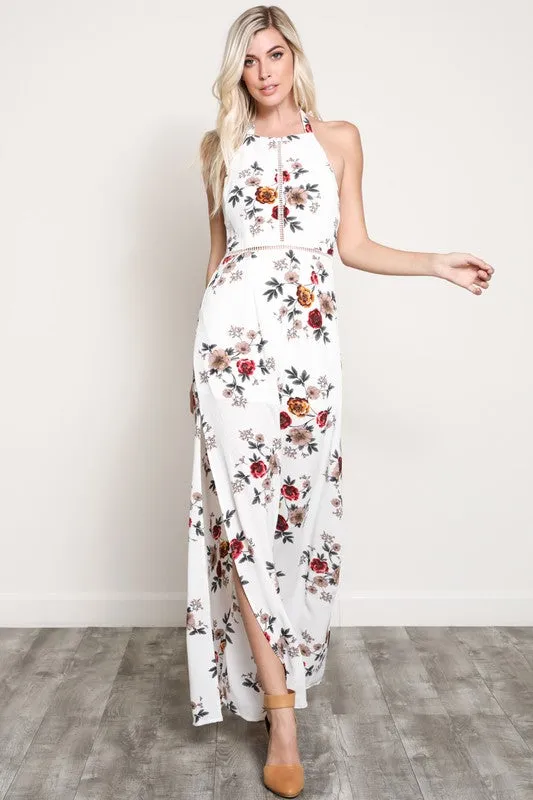 LENA FLORAL MAXI DRESS WHT
