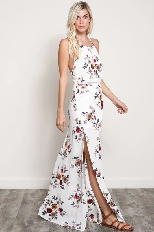 LENA FLORAL MAXI DRESS WHT