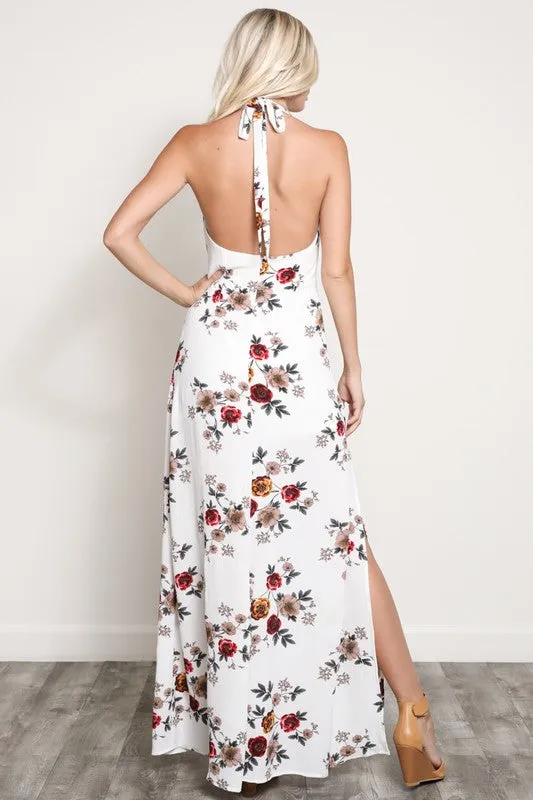 LENA FLORAL MAXI DRESS WHT