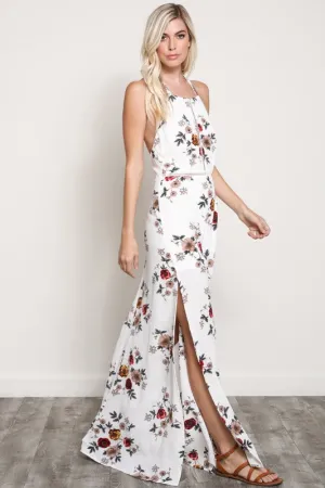 LENA FLORAL MAXI DRESS WHT