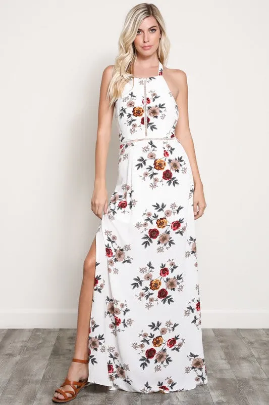 LENA FLORAL MAXI DRESS WHT