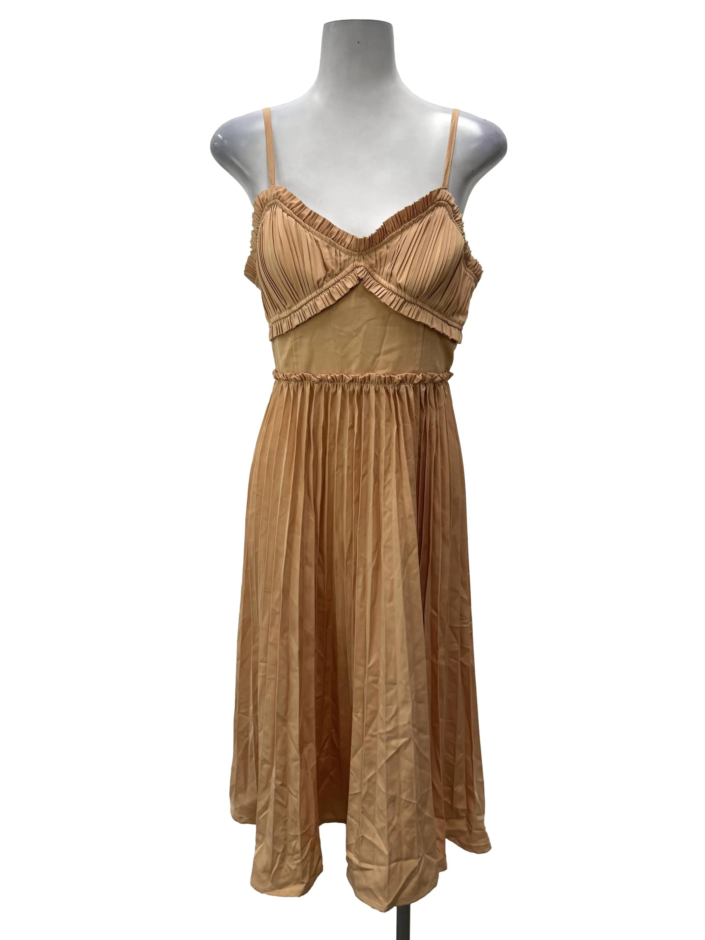 Light Orange Sweetheart Pleated Dress