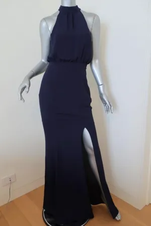 LIKELY Cameron Gown Navy Georgette Size 2 Blouson Halter Maxi Dress NEW