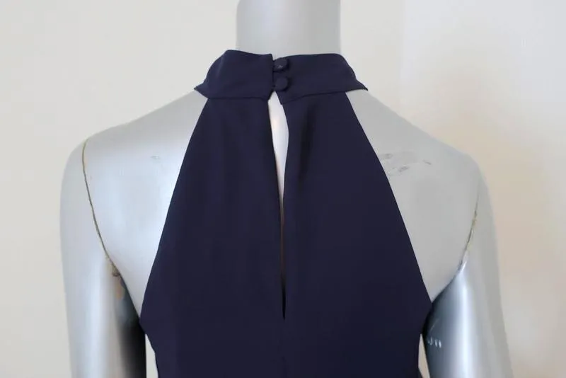 LIKELY Cameron Gown Navy Georgette Size 2 Blouson Halter Maxi Dress NEW
