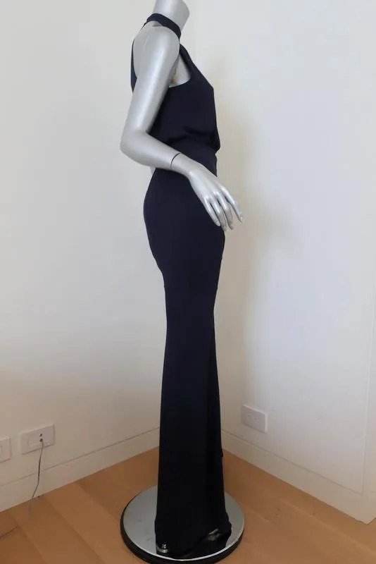 LIKELY Cameron Gown Navy Georgette Size 2 Blouson Halter Maxi Dress NEW