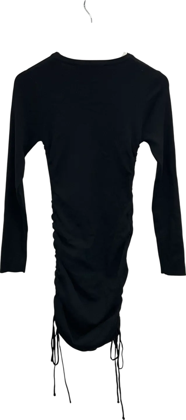 Lioness Black Ruched Stretch Long Sleeve Dress UK S