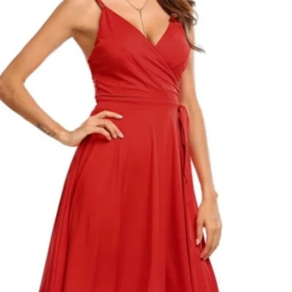 Lipstick Red Sweetheart Bust 50's Pinup  Wrap Dress NWT