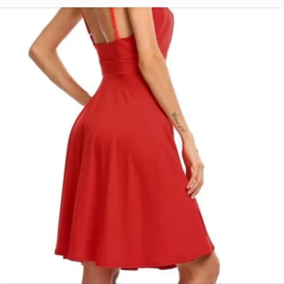 Lipstick Red Sweetheart Bust 50's Pinup  Wrap Dress NWT
