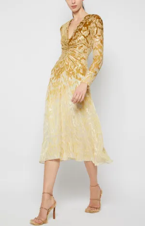 LONG SLEEVE RUCHED WAIST DRESS