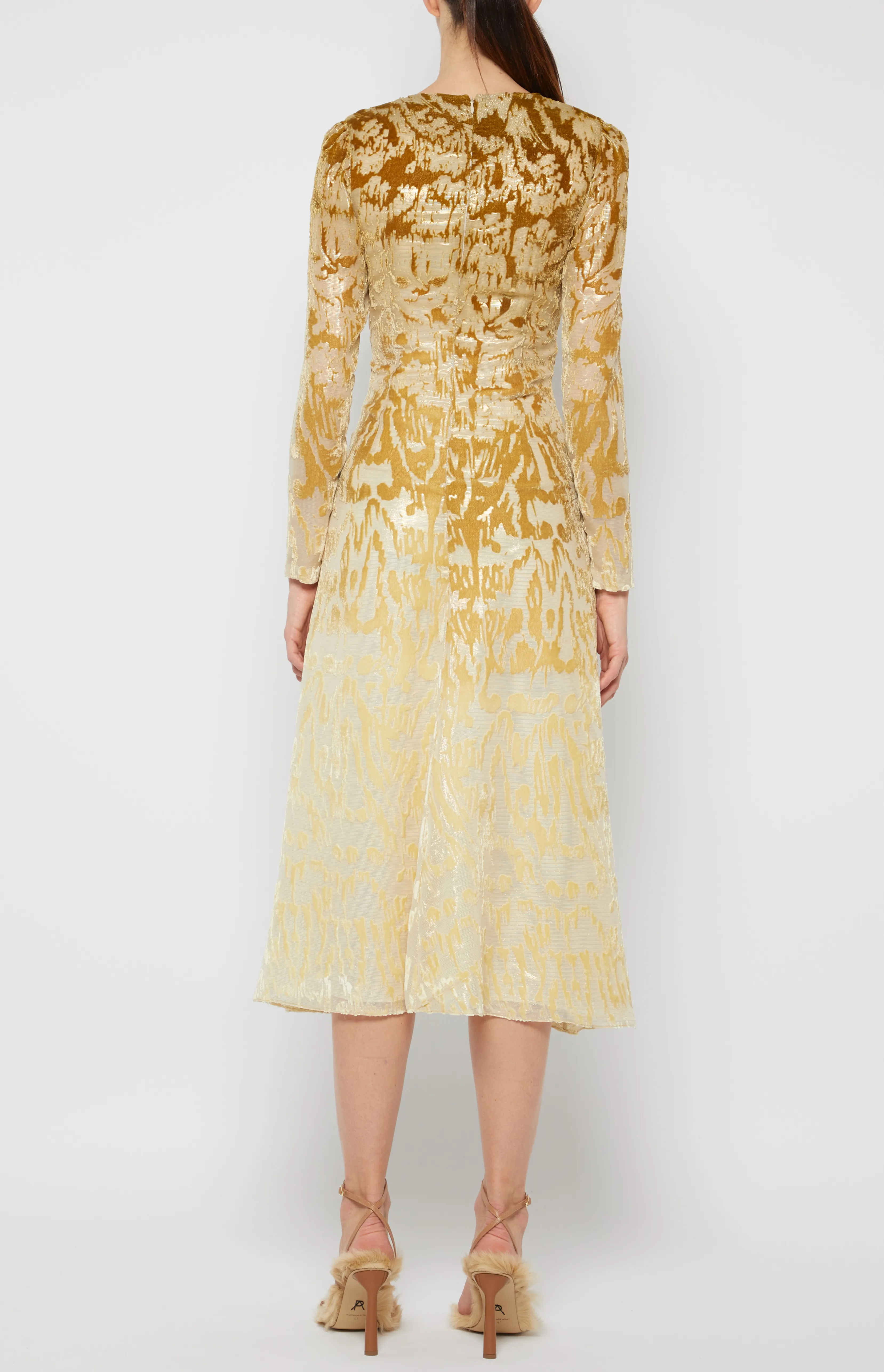 LONG SLEEVE RUCHED WAIST DRESS