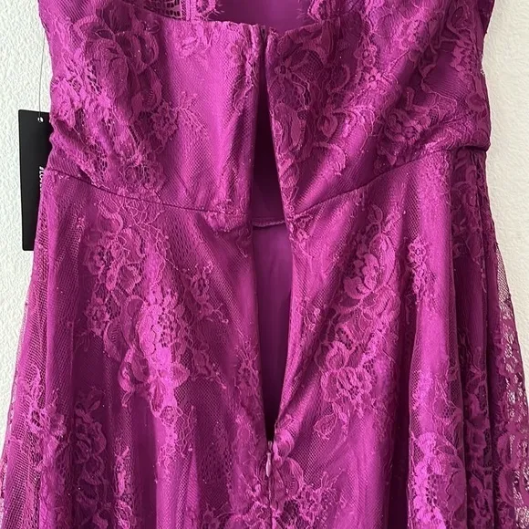 Lulus Dark Magenta Lace Skater Dress
