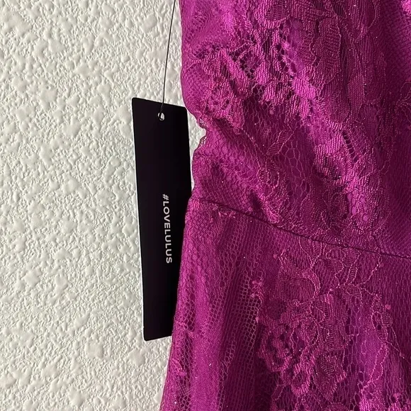 Lulus Dark Magenta Lace Skater Dress
