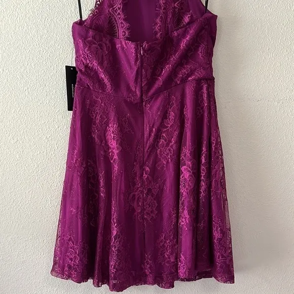 Lulus Dark Magenta Lace Skater Dress