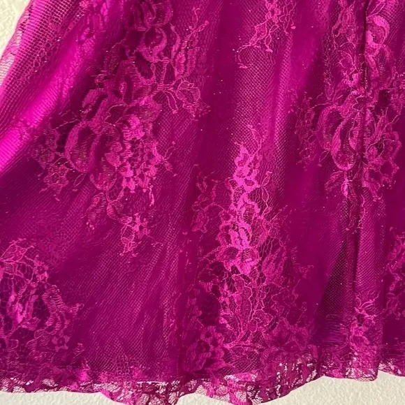 Lulus Dark Magenta Lace Skater Dress