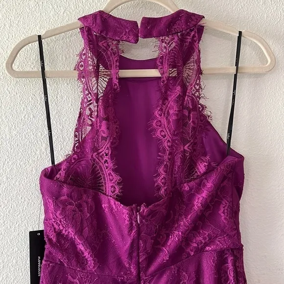 Lulus Dark Magenta Lace Skater Dress