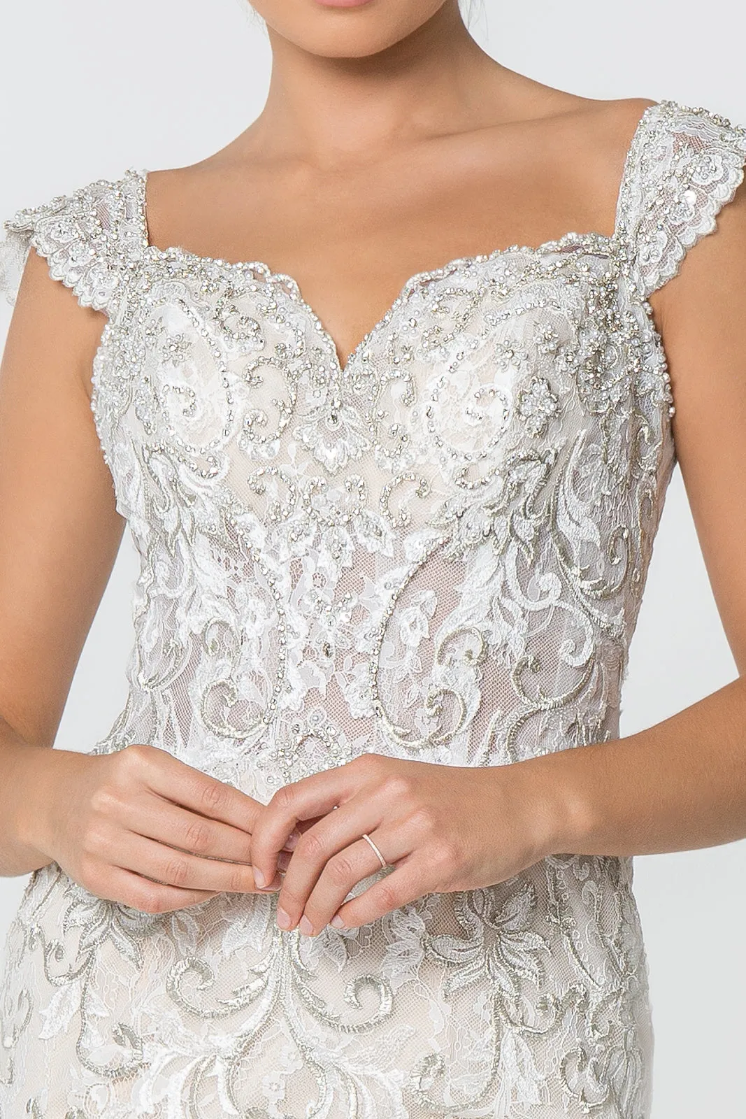 Lynn Wedding Dress Jewel Encrusted Lace Mermaid Bridal Gown 2602822HAR-Ivory/champagne